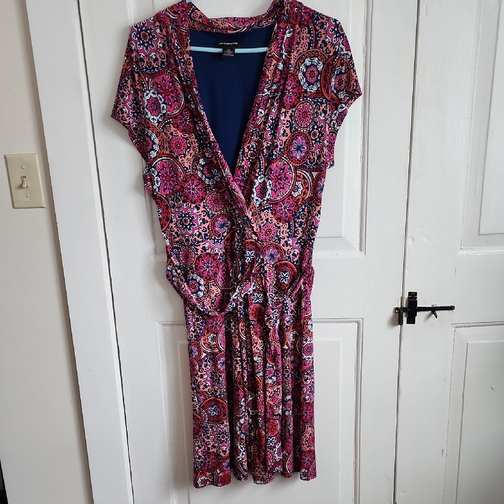 Liz Claiborne Pink and Blue Patterned Dress